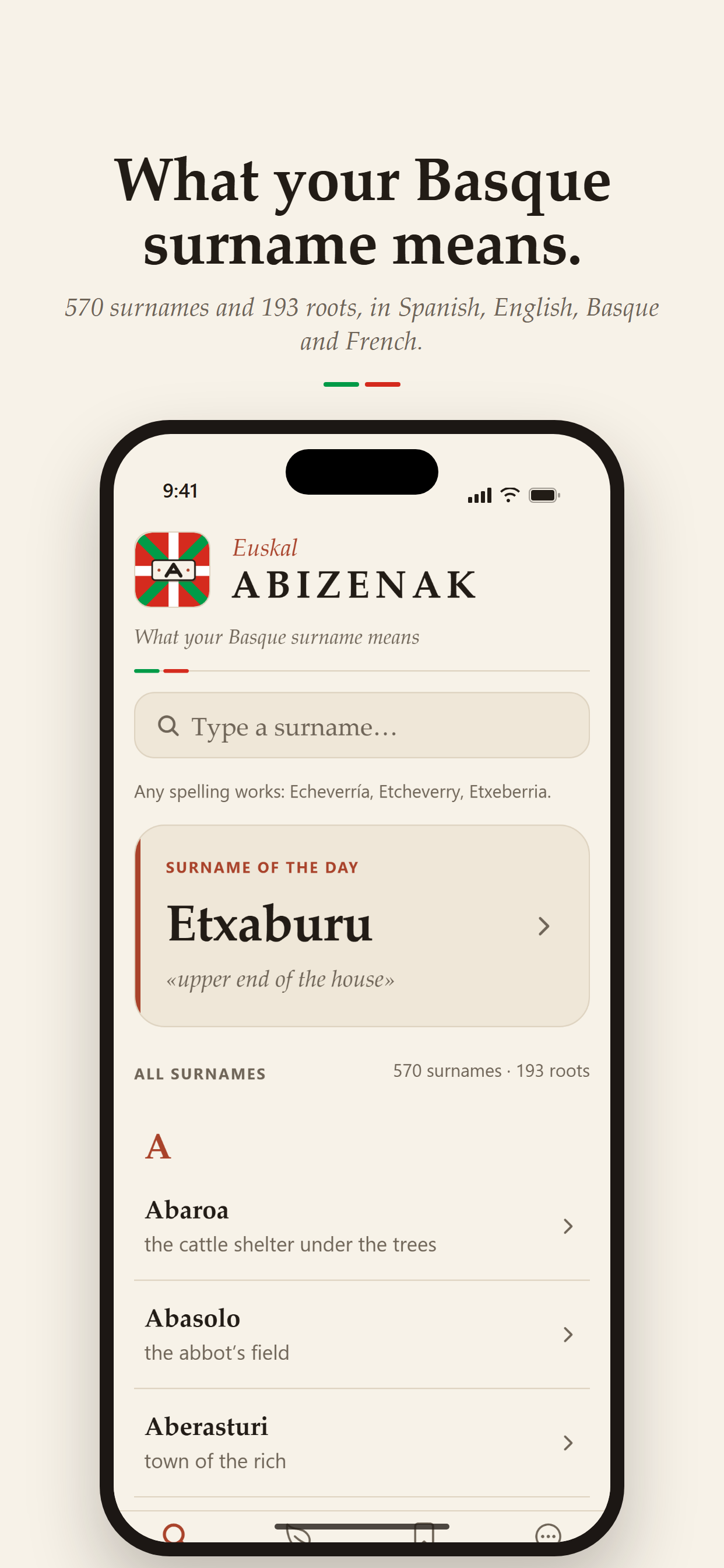 Euskal Abizenak: search and surname of the day