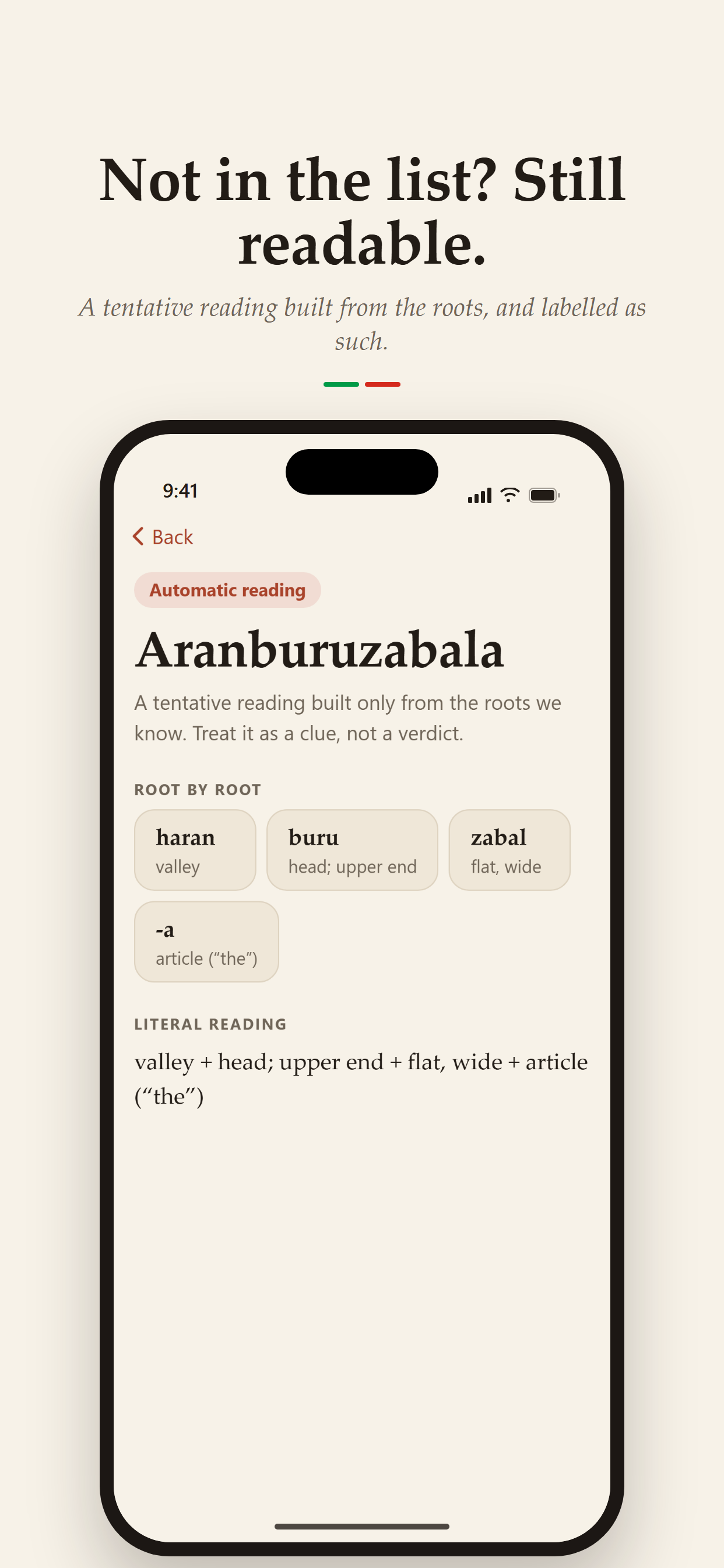 Euskal Abizenak: automatic reading of a surname not in the dictionary