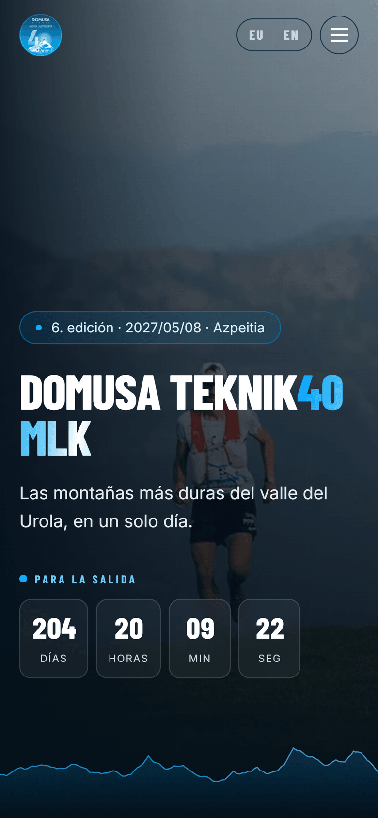 Domusa Teknik 40 MLK: the home page in Spanish, with the countdown to the start